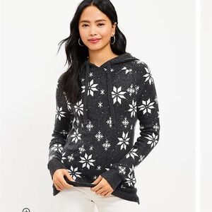 Loft Snowflake Hooded Sweater